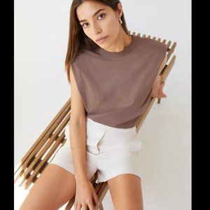 Babaton Aritiza Shoulder Pad Tank Mocha Brown Size Medium